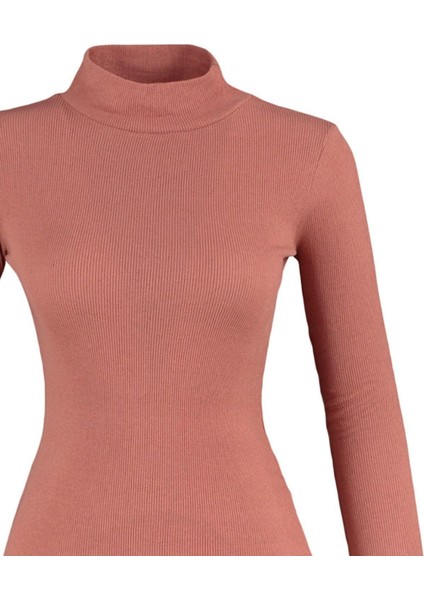 Moda Dik Yaka Örme Slim Düz Desen Casual Günlük Regular Uzun Kol Bluz fırsatları