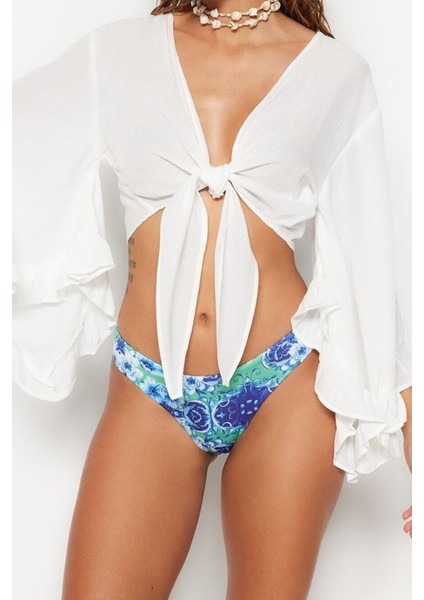Moda V Yaka Dokuma Fit Düz Desen Plaj Crop Truvakar Kol Kol Bluz fiyatları