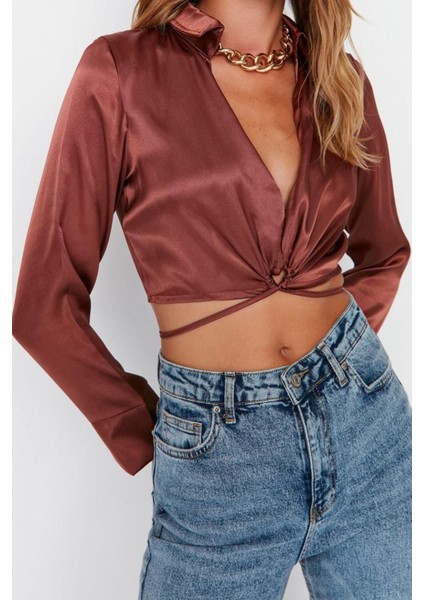 Moda Gömlek Yaka Dokuma Fit Düz Desen Şık Gece Regular Uzun Kol Bluz modelleri