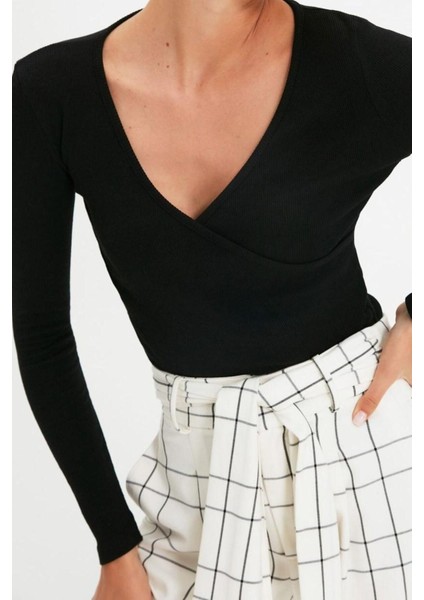 Moda Kruvaze Örme Slim Düz Desen Casual Günlük Regular Uzun Kol Bluz fiyatları