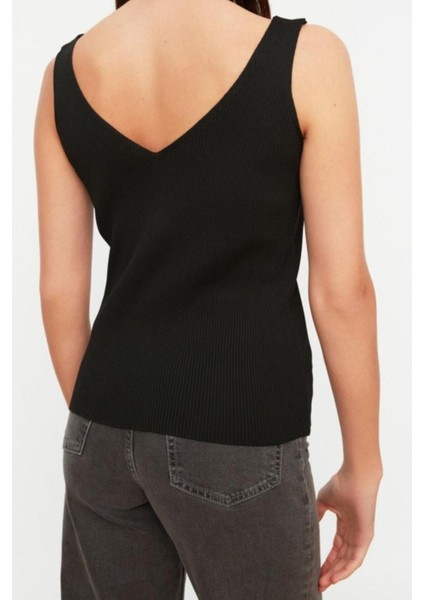 Moda V Yaka Triko Regular Düz Desen Casual Günlük Regular Askılı Kol Bluz indirimleri
