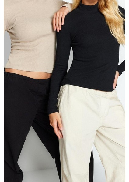 Moda Dik Yaka Örme Slim Düz Desen Casual Günlük Regular Uzun Kol Bluz fiyatları