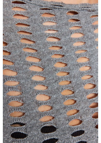 Moda Bisiklet Yaka Örme Regular Düz Desen Casual Günlük Crop Uzun Kol Bluz indirimleri