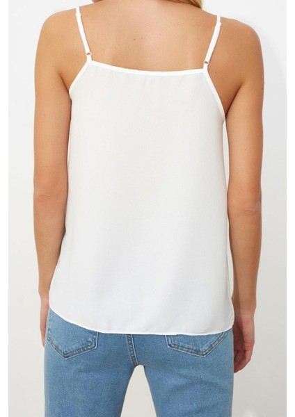 Moda V Yaka Dokuma Regular Düz Desen Casual Günlük Regular Askılı Kol Bluz indirimleri