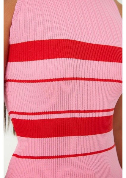 Moda Bisiklet Yaka Triko Slim Renk Bloklu Desen Casual Günlük Regular Kolsuz Bluz fırsatları