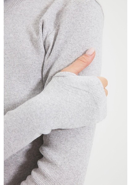 Moda Balıkçı Yaka Örme Slim Düz Desen Casual Günlük Crop Uzun Kol Bluz modelleri