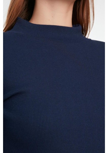 Moda Dik Yaka Örme Slim Düz Desen Casual Günlük Regular Uzun Kol Bluz fırsatları