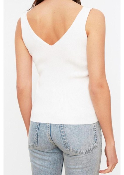 Moda V Yaka Triko Regular Düz Desen Casual Günlük Regular Askılı Kol Bluz indirimleri