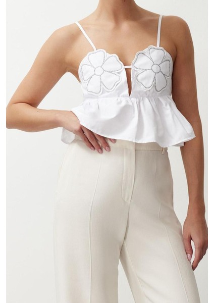 Moda Kalp Yaka Dokuma Crop Düz Desen Şık Gece Crop Askılı Kol Bluz fiyatları