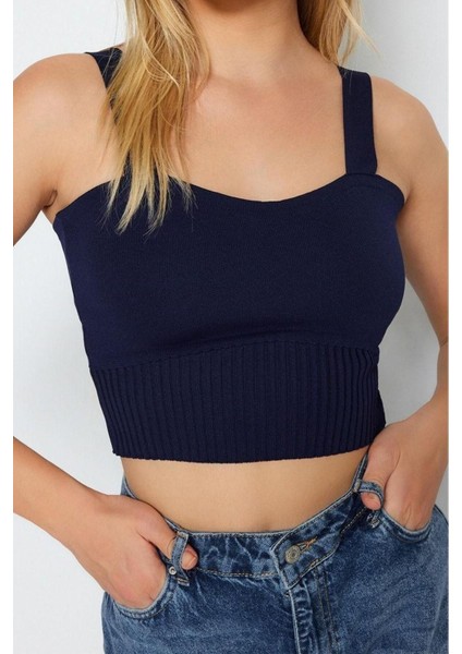 Moda Kare Yaka Triko Slim Düz Desen Casual Günlük Crop Askılı Kol Bluz fırsatları