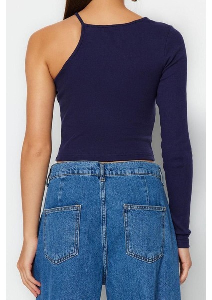 Moda Bisiklet Yaka Örme Slim Düz Desen Casual Günlük Crop Uzun Kol Bluz indirimleri