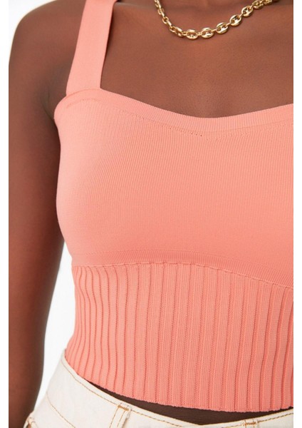 Moda Kare Yaka Triko Slim Düz Desen Casual Günlük Crop Askılı Kol Bluz fırsatları