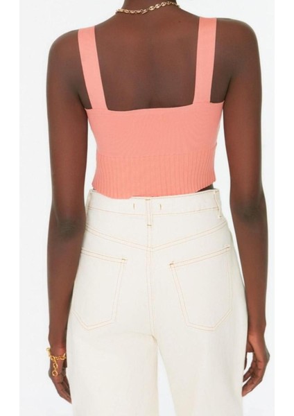 Moda Kare Yaka Triko Slim Düz Desen Casual Günlük Crop Askılı Kol Bluz indirimleri