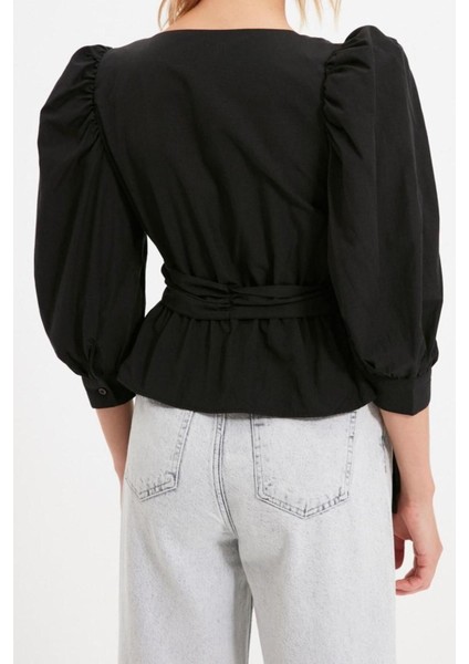Moda Kruvaze Dokuma Regular Düz Desen Casual Günlük Regular Uzun Kol Bluz indirimleri