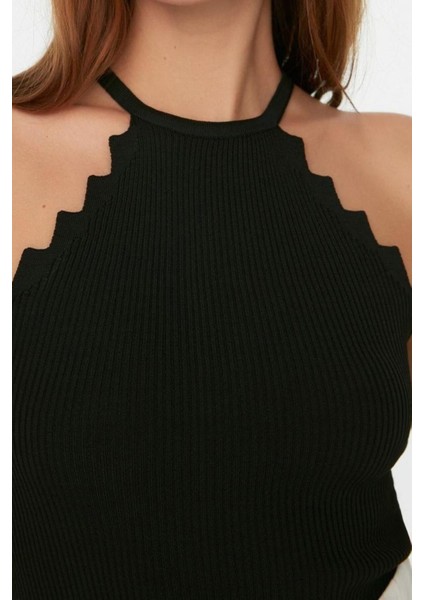 Moda Halter Yaka Triko Regular Düz Desen Casual Günlük Regular Kolsuz Bluz modelleri