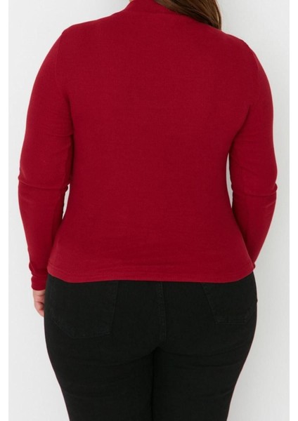 Moda Büyük Beden Dik Yaka Örme Fit Düz Desen Casual Günlük Crop Uzun Kol Bluz indirimleri