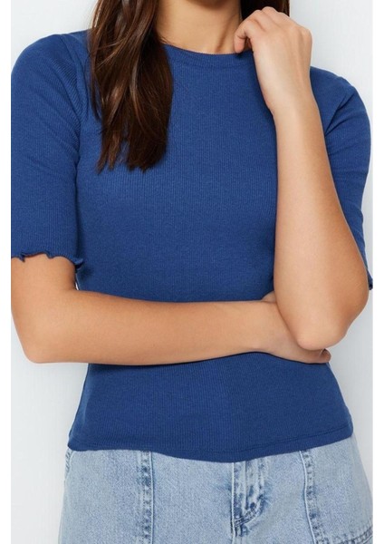 Moda Bisiklet Yaka Örme Slim Düz Desen Casual Günlük Regular Kısa Kol Bluz fiyatları