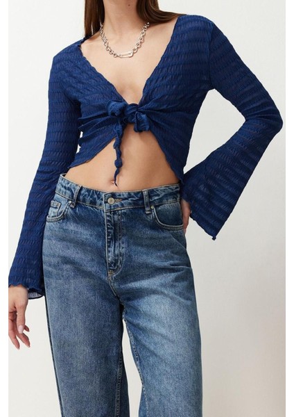 Moda V Yaka Örme Regular Düz Desen Casual Günlük Regular Uzun Kol Bluz fırsatları