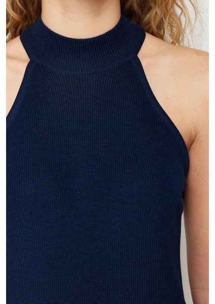 Moda Halter Yaka Triko Fit Düz Desen Casual Günlük Regular Kolsuz Bluz indirimleri