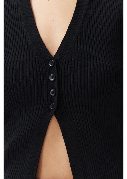 Moda V Yaka Triko Slim Düz Desen Casual Günlük Crop Kolsuz Bluz indirimleri
