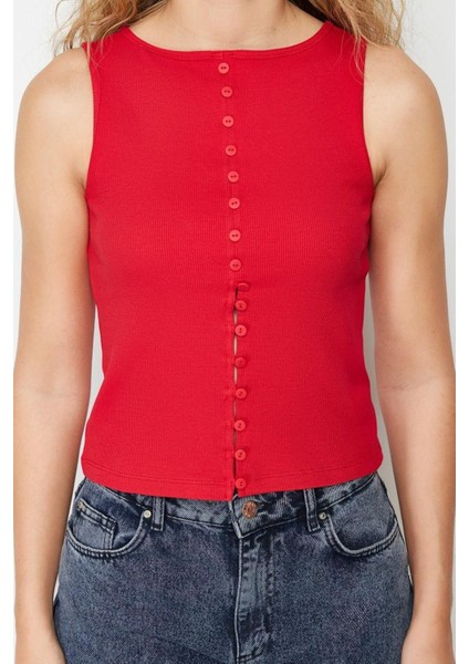 Moda Kayık Yaka Örme Slim Düz Desen Casual Günlük Regular Kolsuz Bluz