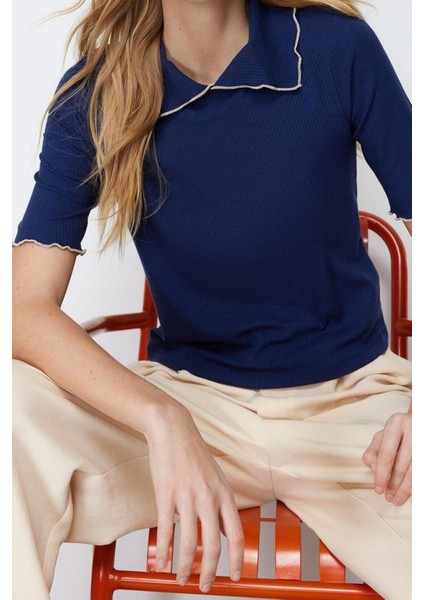 Moda Polo Yaka Örme Slim Düz Desen Casual Günlük Regular Truvakar Kol Kol Bluz fiyatları