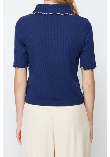 Moda Polo Yaka Örme Slim Düz Desen Casual Günlük Regular Truvakar Kol Kol Bluz fırsatları