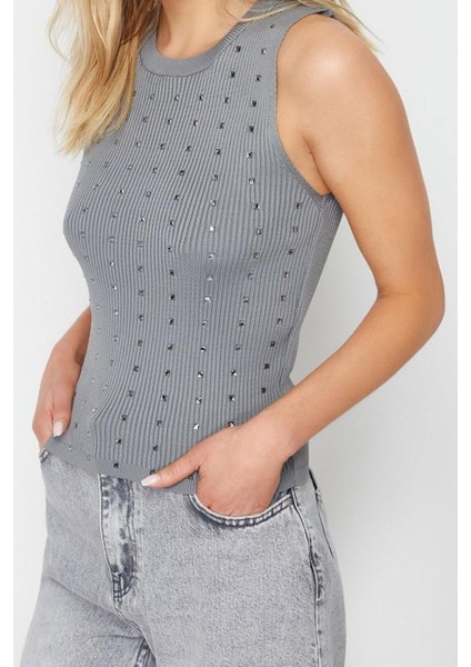 Moda Bisiklet Yaka Triko Regular Düz Desen Casual Günlük Regular Kolsuz Bluz fiyatları