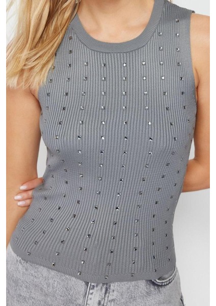 Moda Bisiklet Yaka Triko Regular Düz Desen Casual Günlük Regular Kolsuz Bluz fırsatları