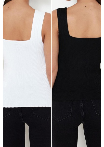Moda Havuz Yaka Triko Slim Düz Desen Casual Günlük Regular Askılı Kol Bluz modelleri