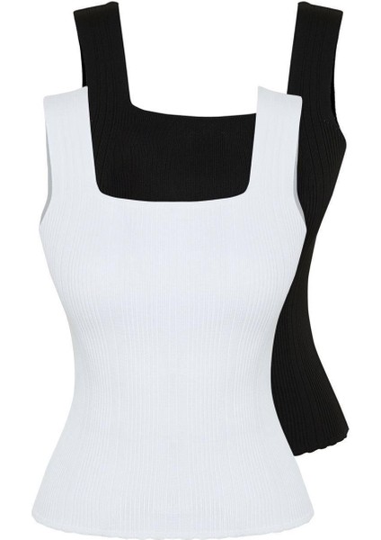 Moda Havuz Yaka Triko Slim Düz Desen Casual Günlük Regular Askılı Kol Bluz fırsatları