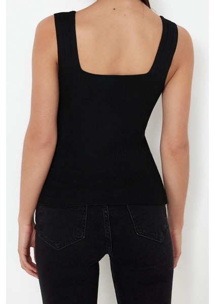 Moda Havuz Yaka Triko Slim Düz Desen Casual Günlük Regular Askılı Kol Bluz indirimleri