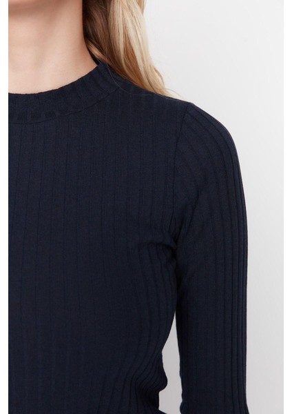 Moda Dik Yaka Örme Slim Düz Desen Casual Günlük Regular Uzun Kol Bluz fırsatları
