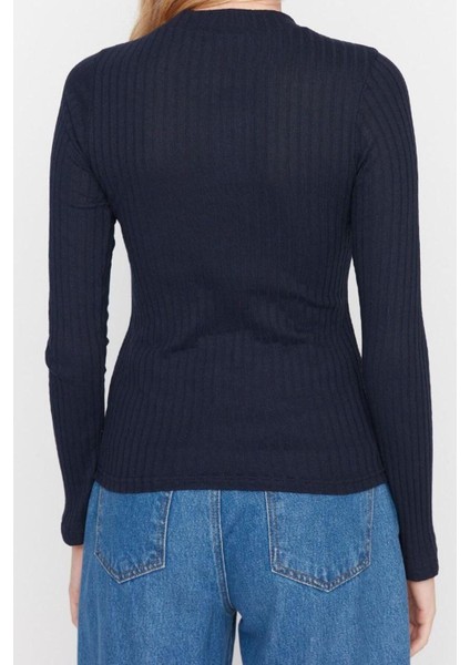 Moda Dik Yaka Örme Slim Düz Desen Casual Günlük Regular Uzun Kol Bluz indirimleri