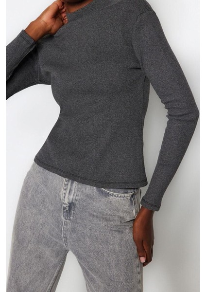 Moda Dik Yaka Örme Slim Düz Desen Casual Günlük Regular Uzun Kol Bluz fiyatları