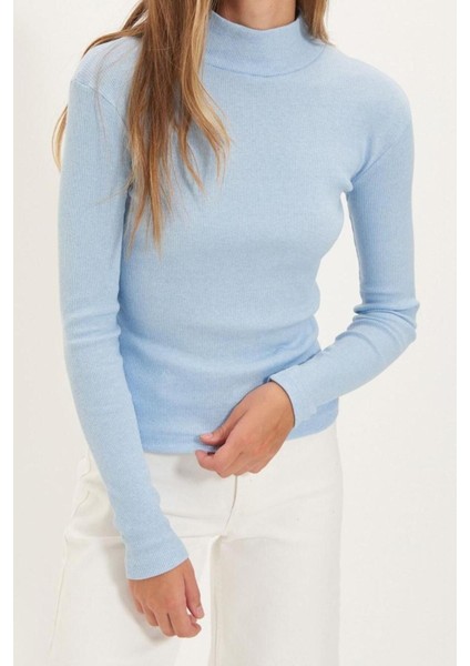 Moda Dik Yaka Örme Slim Düz Desen Casual Günlük Regular Uzun Kol Bluz fiyatları