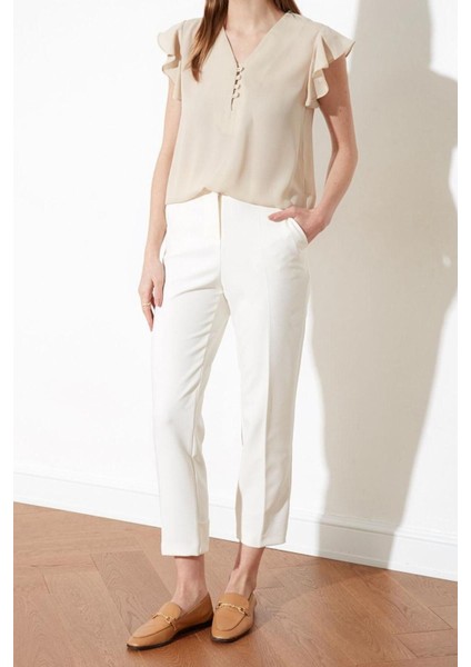 Moda V Yaka Dokuma Regular Düz Desen Casual Günlük Regular Kolsuz Bluz fırsatları