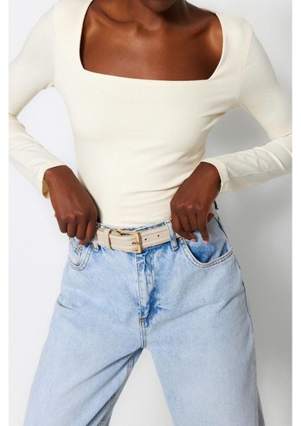 Moda Kare Yaka Örme Slim Düz Desen Casual Günlük Regular Uzun Kol Bluz fiyatları