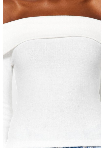 Moda Carmen Yaka Örme Slim Fit Düz Desen Casual Günlük Regular Uzun Kol Bluz modelleri
