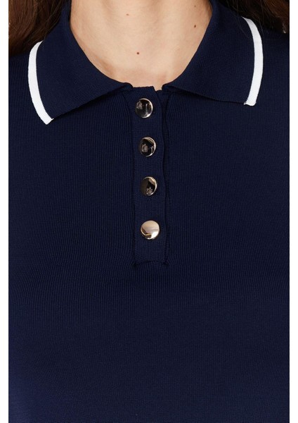 Moda Polo Yaka Triko Regular Renk Bloklu Desen Casual Günlük Regular Kolsuz Bluz indirimleri