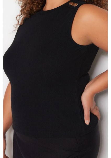 Moda Büyük Beden Bisiklet Yaka Örme Fit Düz Desen Casual Günlük Regular Kolsuz Bluz modelleri