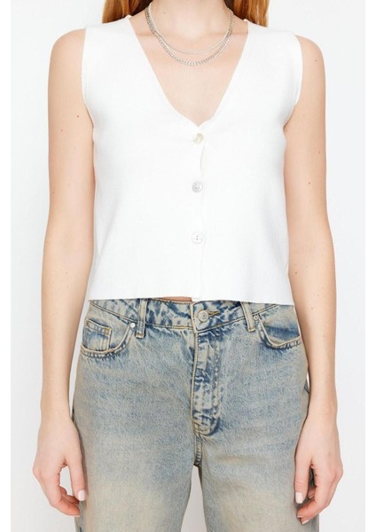 Moda V Yaka Triko Regular Düz Desen Casual Günlük Regular Kolsuz Bluz