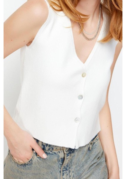 Moda V Yaka Triko Regular Düz Desen Casual Günlük Regular Kolsuz Bluz modelleri