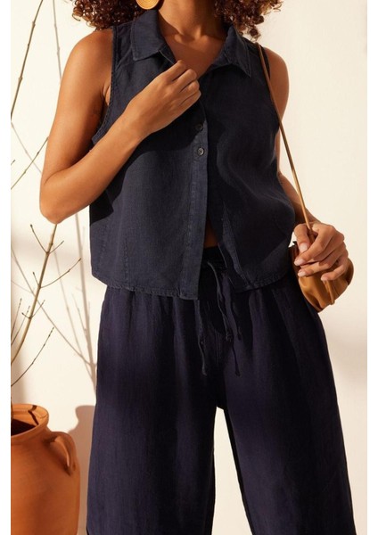 Moda Dik Yaka Denim Fit Düz Desen Casual Günlük Regular Kısa Kol Bluz fırsatları