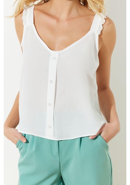 Moda V Yaka Dokuma Regular Düz Desen Casual Günlük Regular Kolsuz Bluz