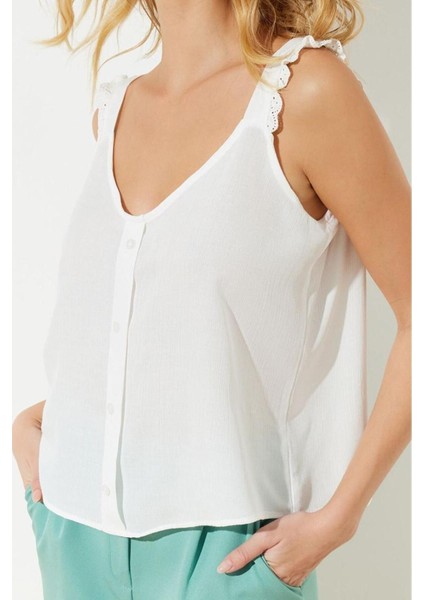Moda V Yaka Dokuma Regular Düz Desen Casual Günlük Regular Kolsuz Bluz fırsatları