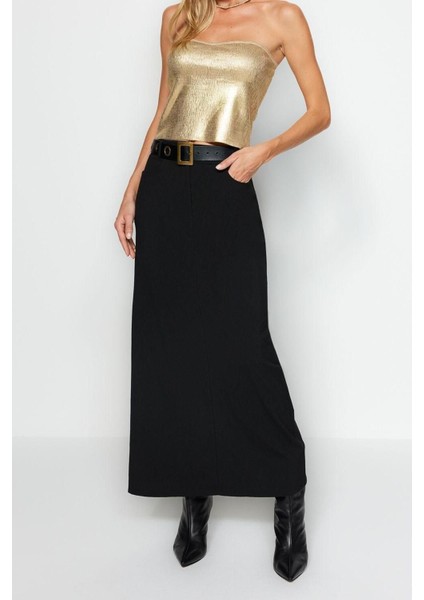 Moda Kare Yaka Triko Slim Varaklı Desen Şık Gece Crop Kolsuz Bluz modelleri
