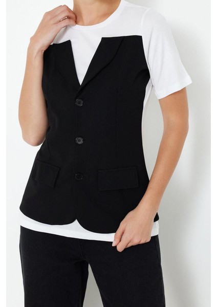 Moda Bisiklet Yaka Örme Slim Fit Renk Bloklu Desen Casual Günlük Uzun Kısa Kol Bluz fiyatları