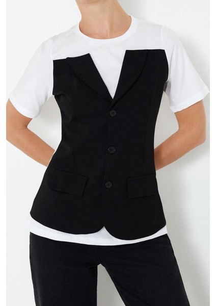 Moda Bisiklet Yaka Örme Slim Fit Renk Bloklu Desen Casual Günlük Uzun Kısa Kol Bluz fırsatları