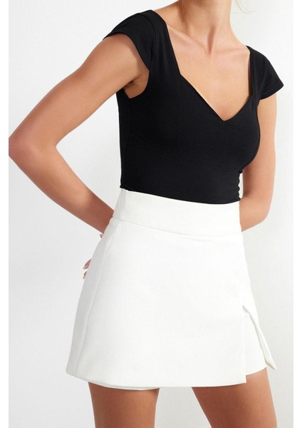 Moda Kalp Yaka Örme Slim Düz Desen Casual Günlük Crop Kolsuz Bluz fiyatları